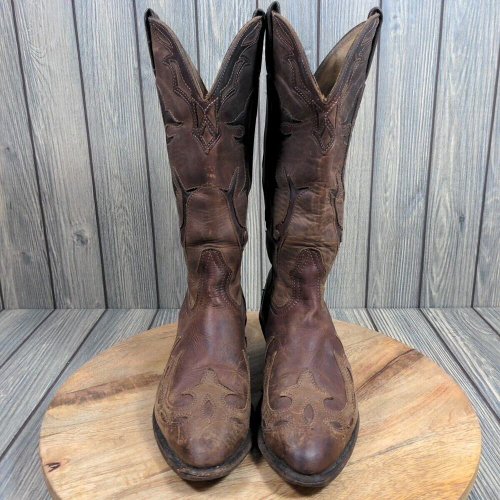 Boulet Leather Western Boots Women Cowgirlcore Chic Overlay Cutout Sz‎ 7 Canada